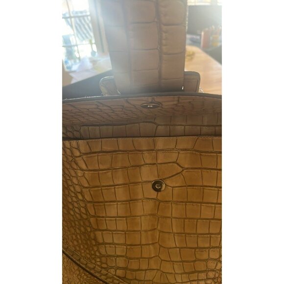 Crocodile embossed leather satchel purse made in Italy adjustable strap no brand - Picture 7 of 11